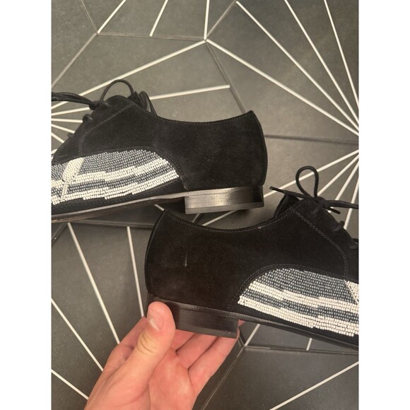 Donald Pliner Glass Beaded Black and White Made in Italy Shoes Size 9.5 M main image 5